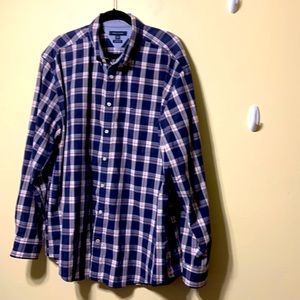 Tommy Hilfiger navy plaid shirt
